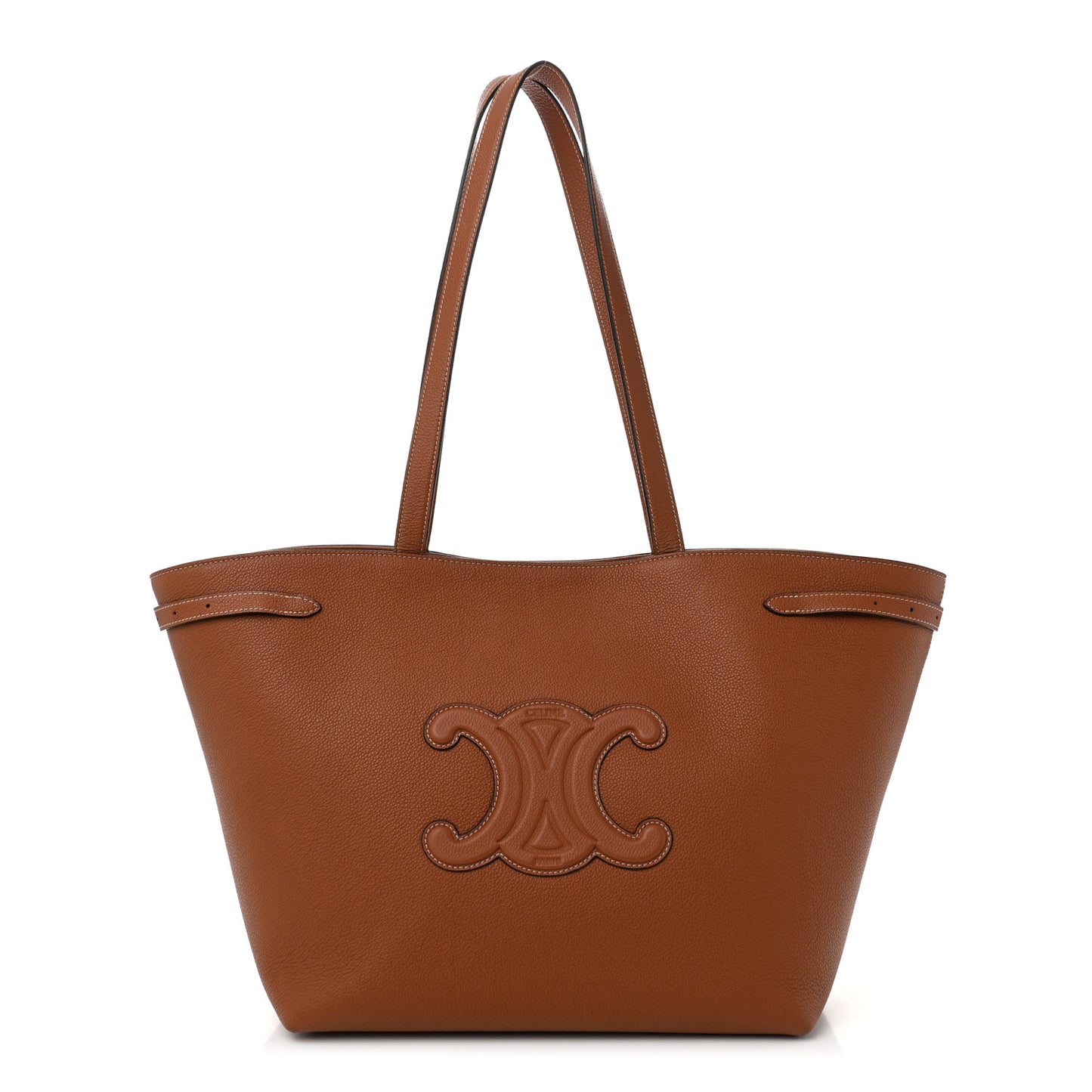 Grained Calfskin Triomphe Medium Cabas Anais Tan
