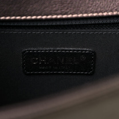 Chanel Iridescent Goatskin Quilted New Medium Boy Flap Dark Gold 6 of 10