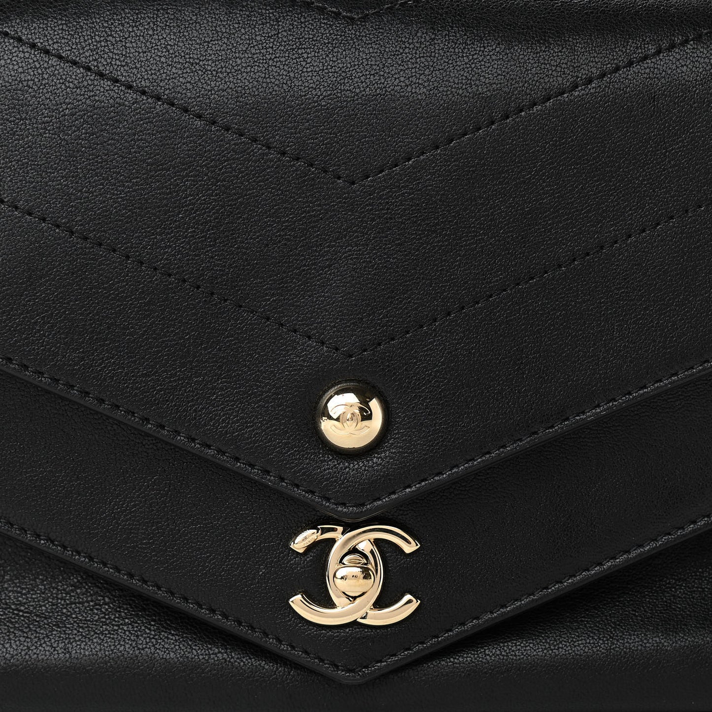 Sheepskin Chevron Quilted Mini Double Chevron Flap Black