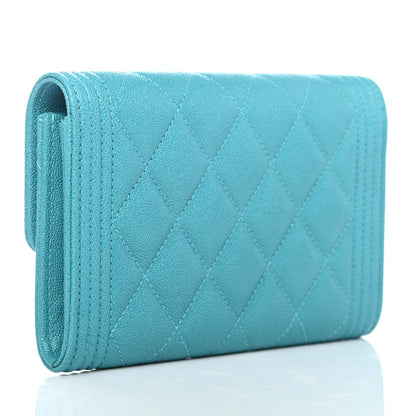 Chanel Caviar Quilted Medium Boy Flap Wallet Turquoise 2 of 4