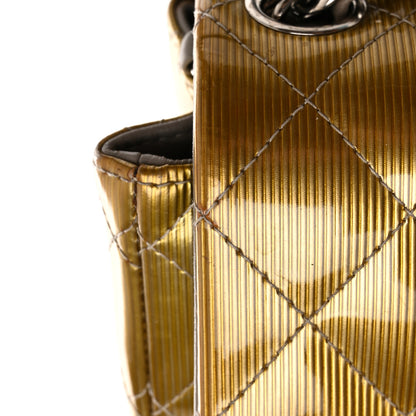 Chanel Striated Patent Quilted Mini Square Flap Beige 13 of 14