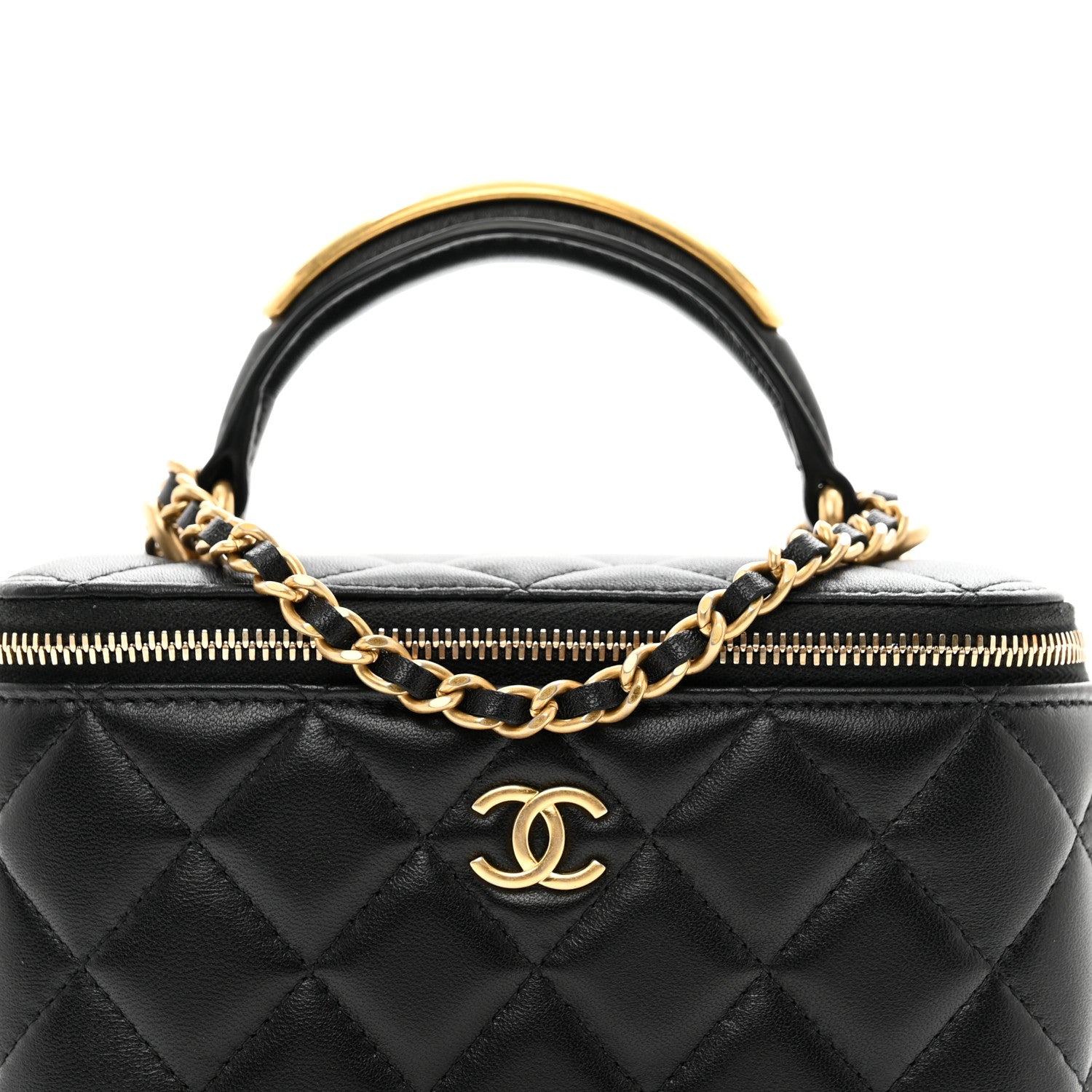 Chanel Lambskin Quilted Metal Small Top Handle Vanity Case With Chain Black 8 of 10