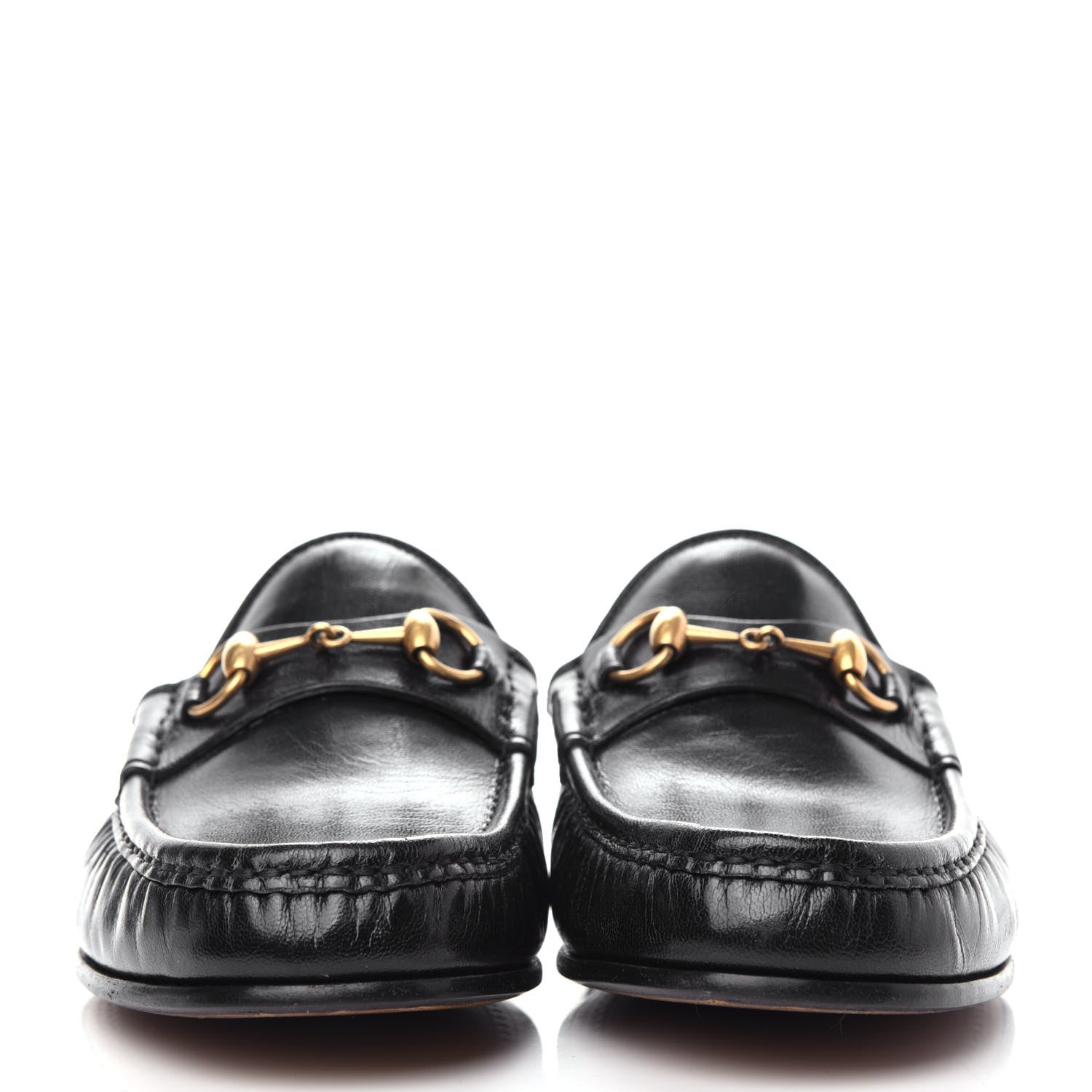 Gucci Goatskin Stripe Mens Horsebit Slingback Slippers 9.5 Black 2 of 11