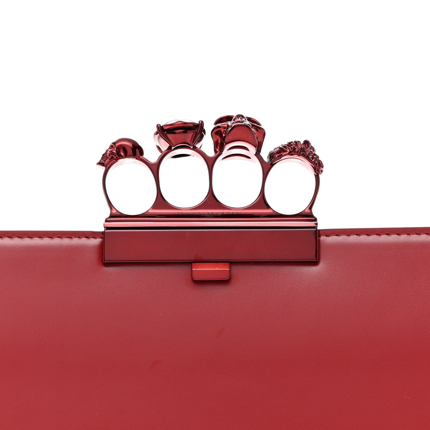 Alexander McQueen Calfskin Knuckle Flat Clutch Oxblood 9 of 11