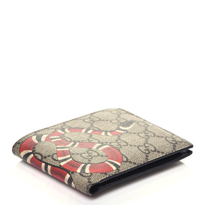 Gucci GG Supreme Monogram Selleria Calfskin Kingsnake Nice Bi-Fold Wallet Beige Ebony Multicolor Black 4 of 6