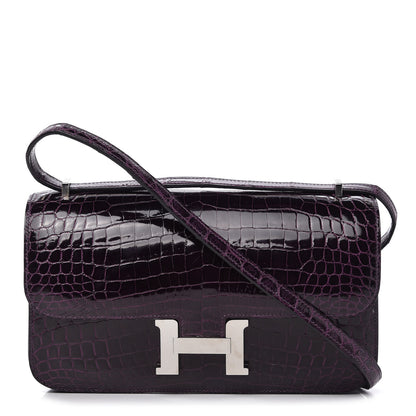 Hermes Shiny Niloticus Crocodile Constance Elan 25 Amethyste 1 of 11