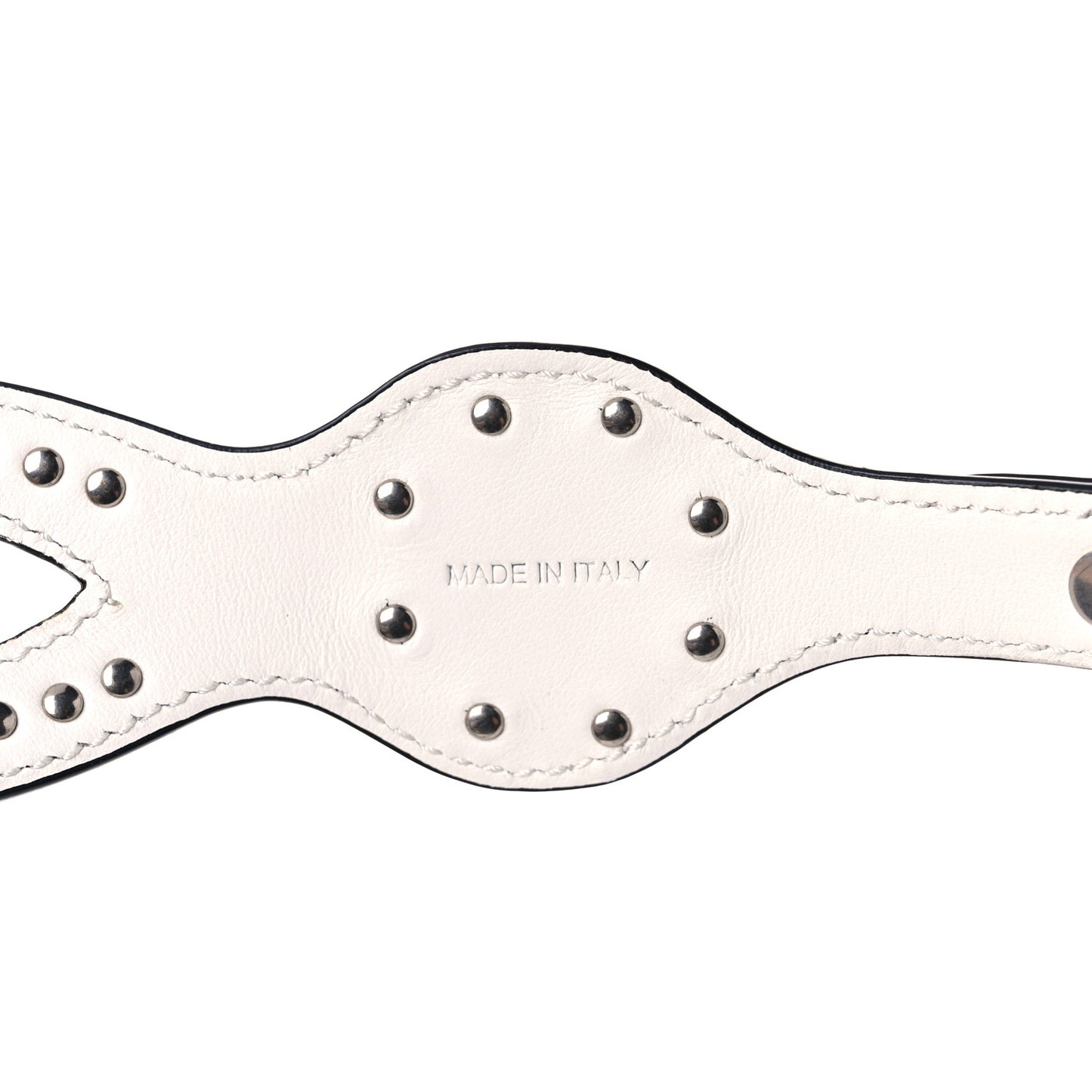 Calfskin Studded Flower Shoulder Strap White