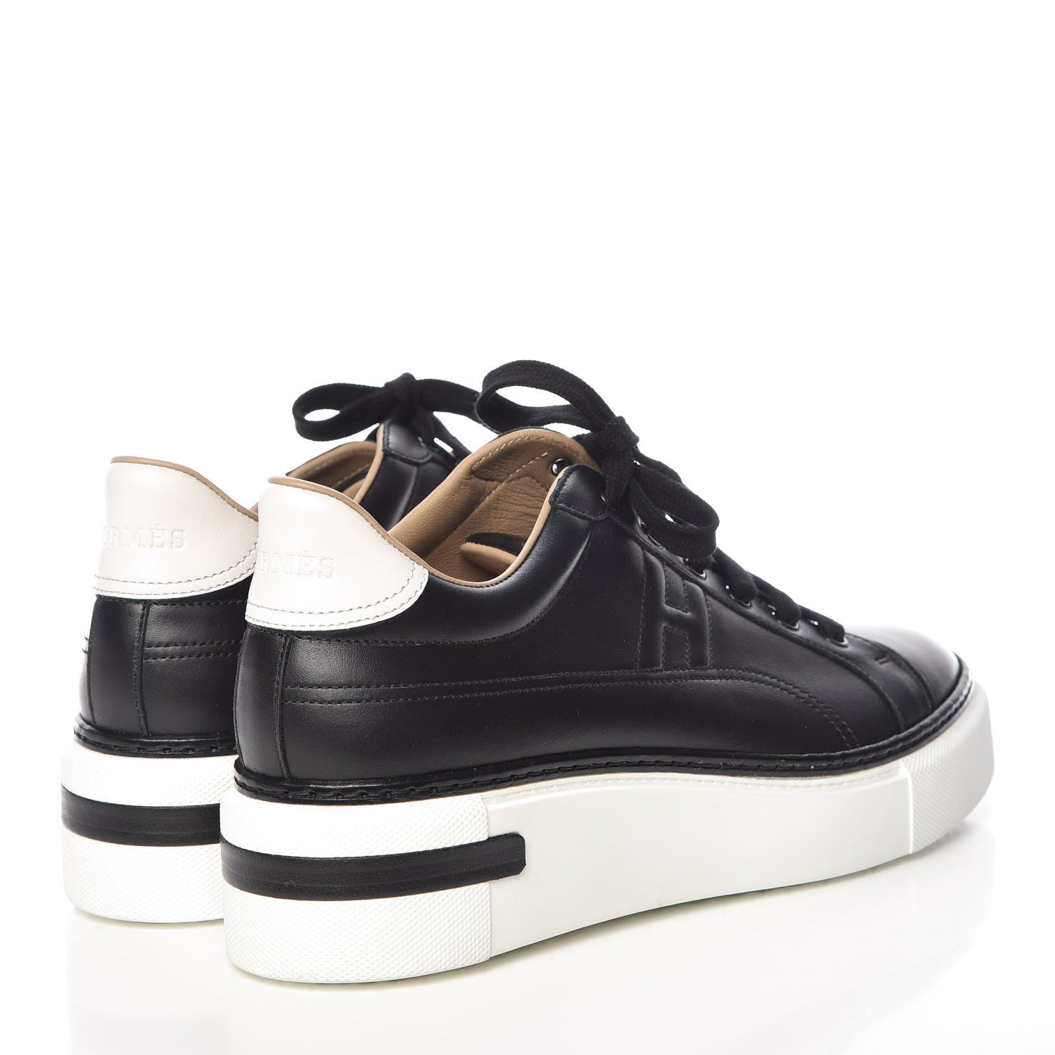 Hermes Calfskin Polo Sneakers 41 Black White 4 of 9