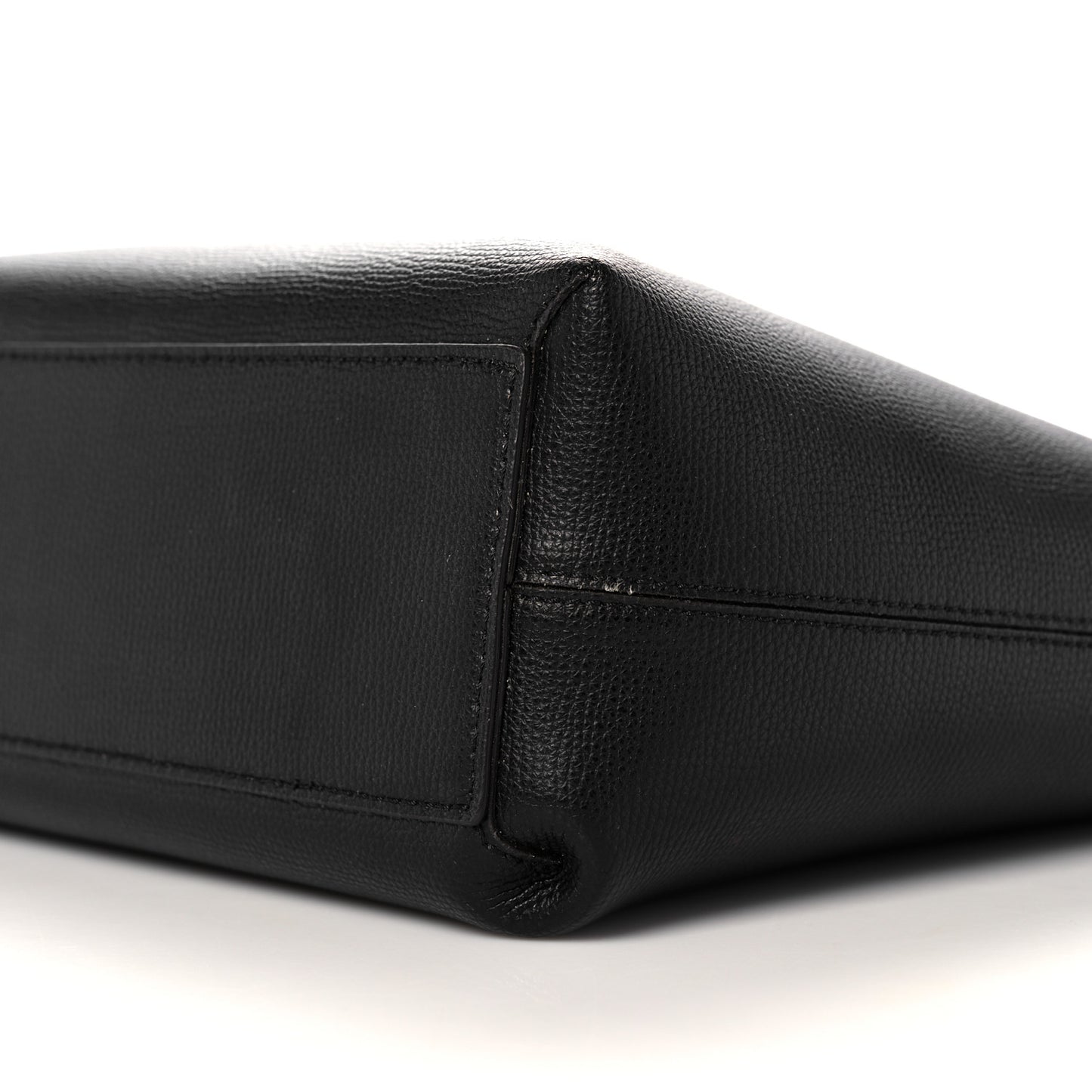 Grainy Calfskin Haymarket Check Small Reversible Tote Black