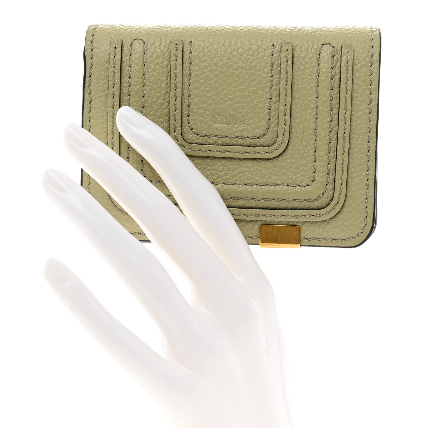 Chloe Grained Calfskin Marcie Compact Wallet Faded Green 2 of 7
