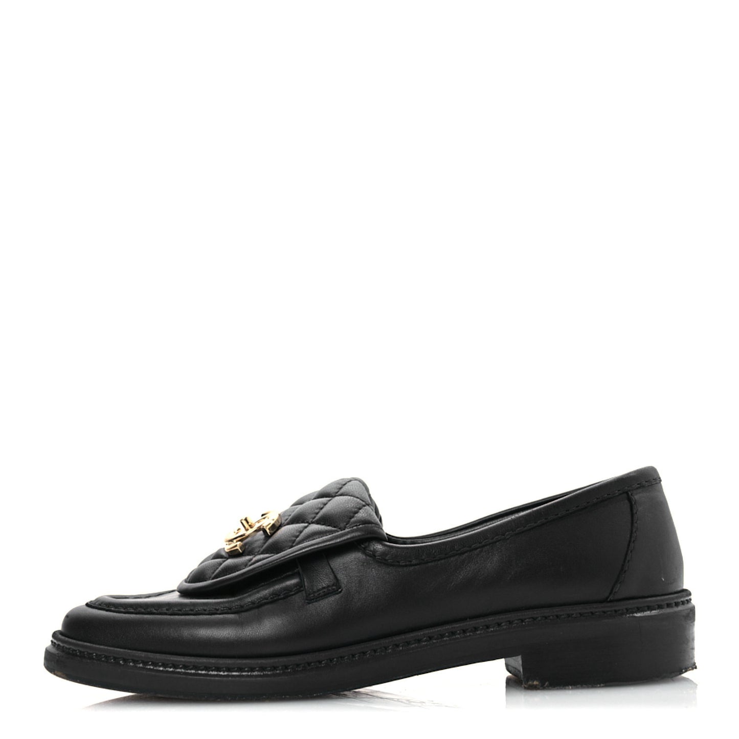 Lambskin Quilted CC Turnlock Loafers 37 Navy