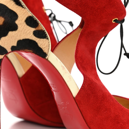Christian Louboutin Veau Velours Pony Hair Ferme Rouge 100 Pumps 38.5 Rougissime 9 of 11