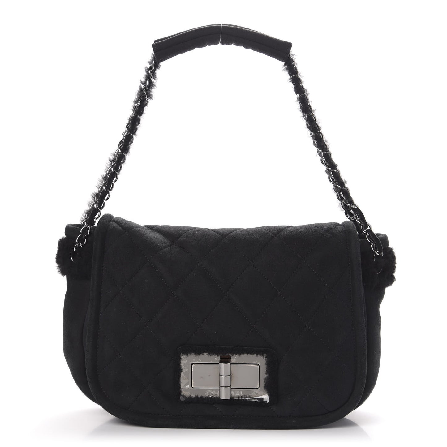Shearling Quilted Mademoiselle Flap Black