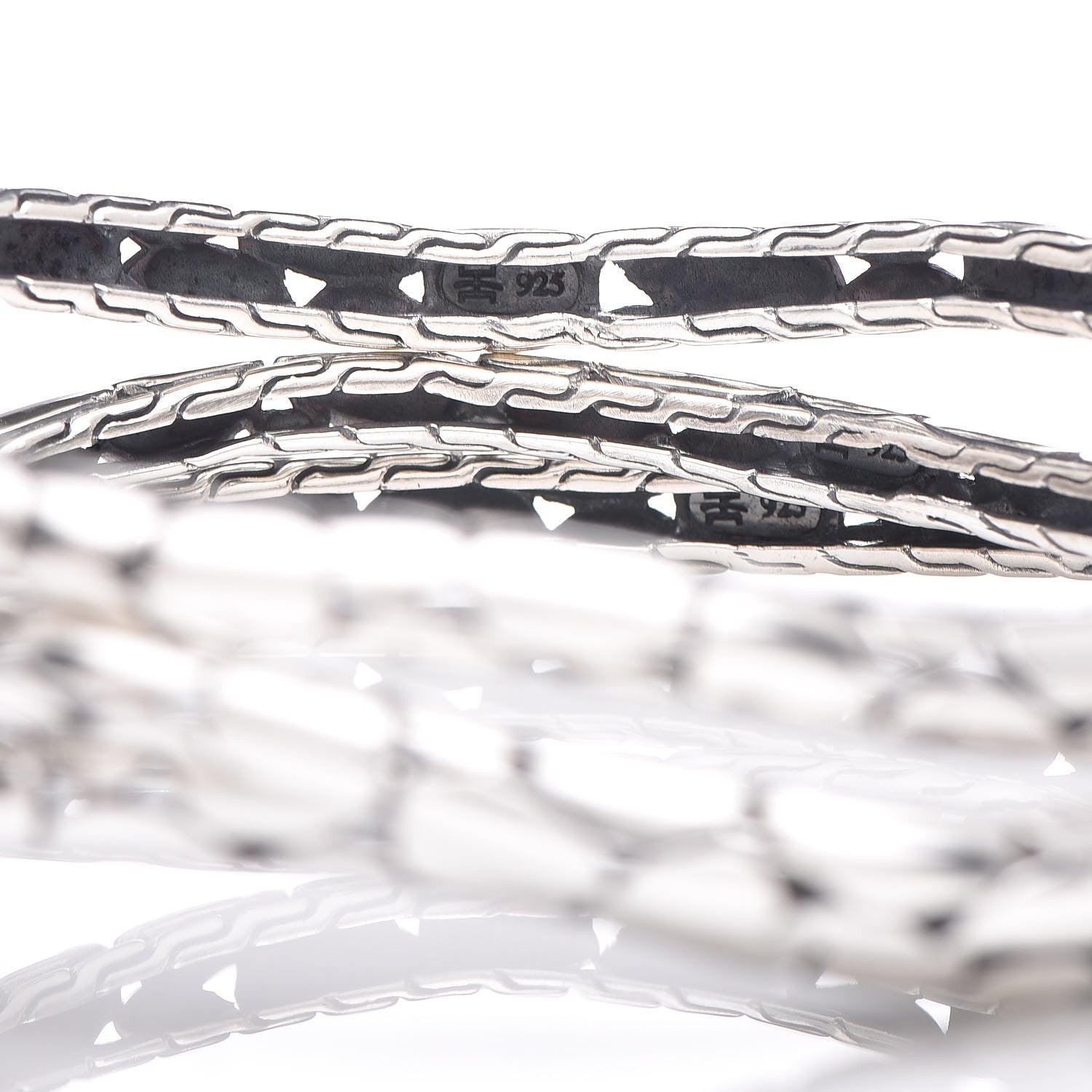 John Hardy Sterling Silver Kali Slim Curved Bracelet Set of 3 4 of 4
