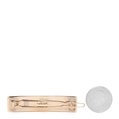 Chanel Metal Crystal Logo Hair Clip Gold 2 of 3