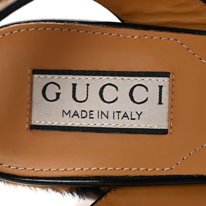 Gucci Calf Hair Leopard Print Horsebit 25/60mm Platform Sandals 37.5 Hazelnut Black 8 of 10