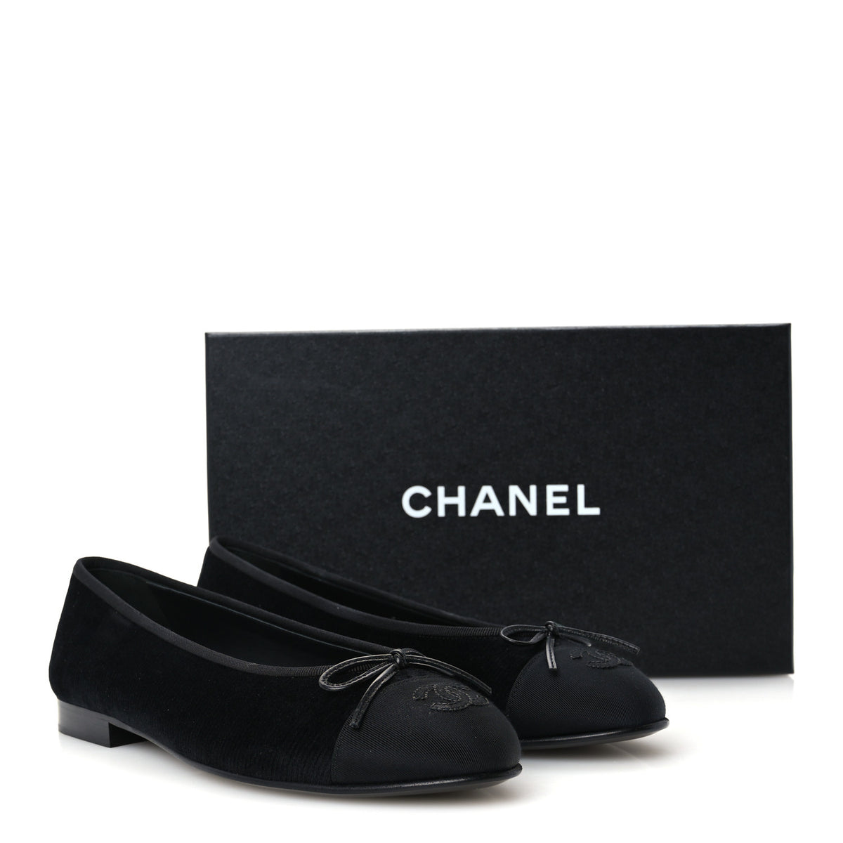 Chanel Corduroy Grosgrain CC Cap Toe Ballerina Flats 39.5 Black 10 of 10