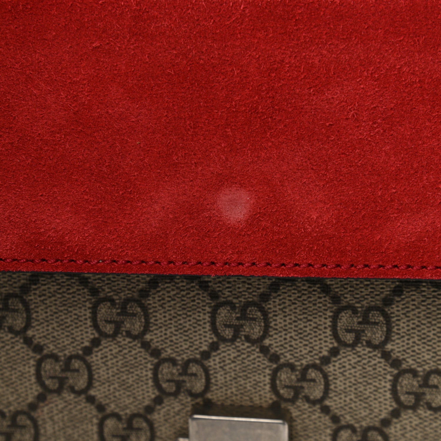 Gucci GG Supreme Monogram Suede Mini Dionysus Shoulder Bag Beige Ebony Vulcanic Red 12 of 14