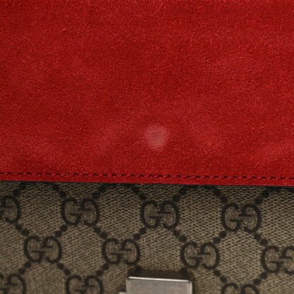 Gucci GG Supreme Monogram Suede Mini Dionysus Shoulder Bag Beige Ebony Vulcanic Red 12 of 14