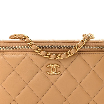Chanel Lambskin Quilted Pearl Crush Small Vanity Case With Chain Beige 7 of 11