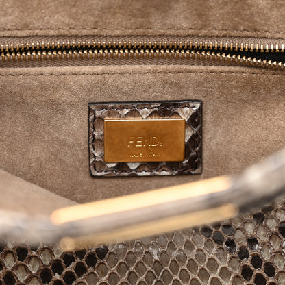 Fendi Snakeskin Camoscio Mini Peekaboo Iconic Satchel Asfalto Nocciola 7 of 12