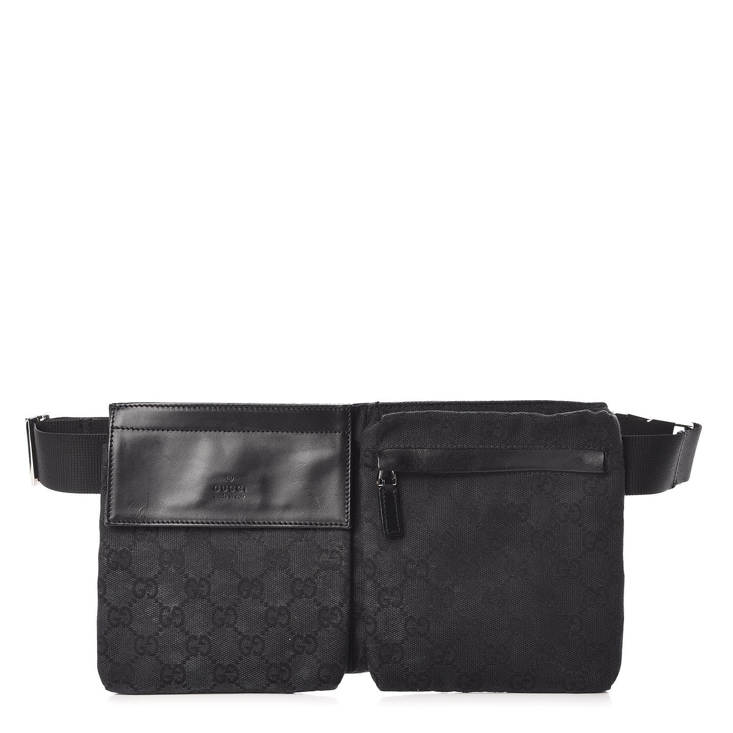 Gucci GG Monogram Double Pocket Belt Bag Black 1 of 10