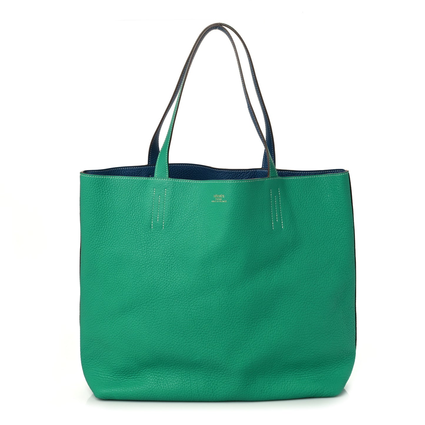 Taurillon Clemence Double Sens 45 Reversible Tote Menthe Bleu Thalassa