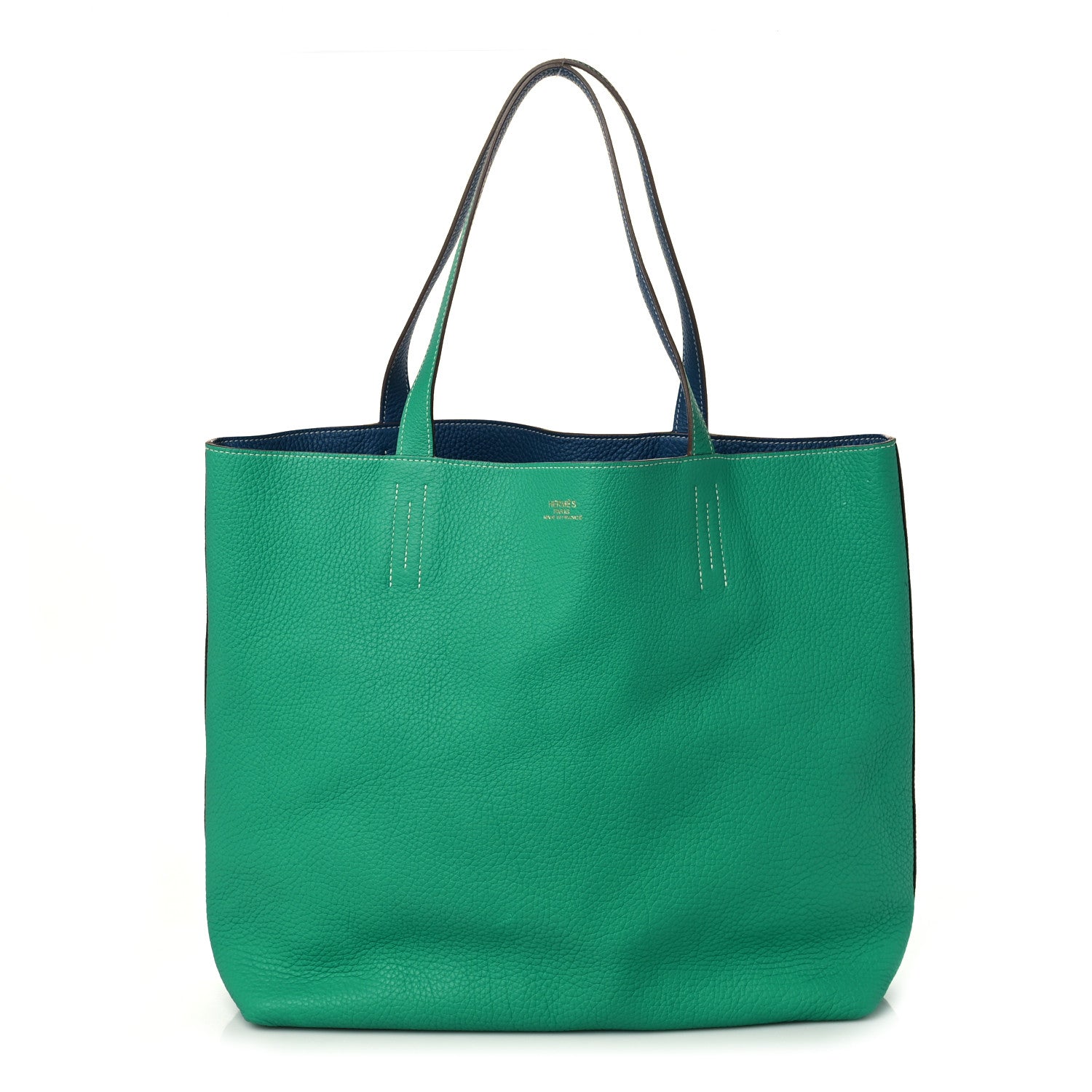 Hermes Taurillon Clemence Double Sens 45 Reversible Tote Menthe Bleu Thalassa 1 of 13