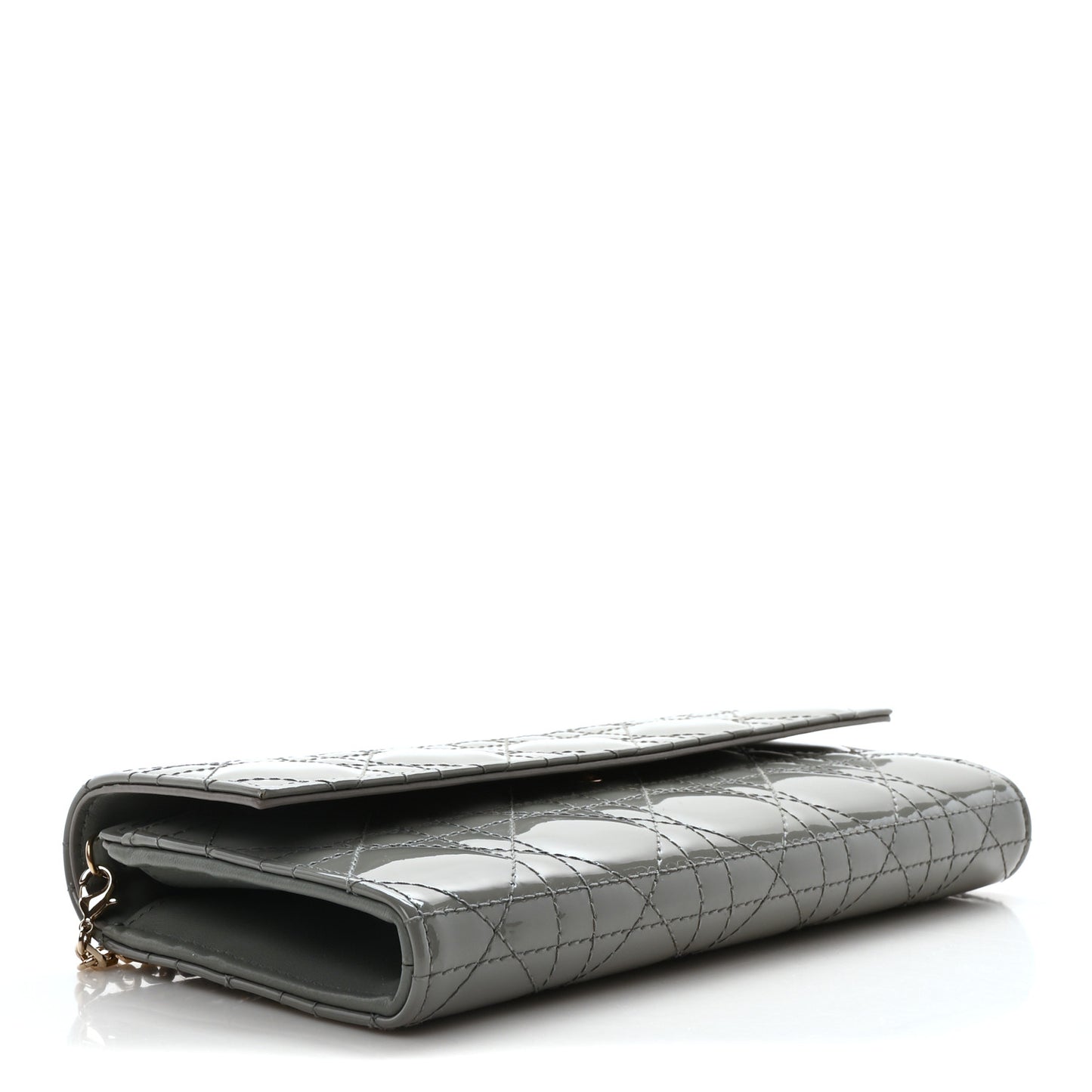 Patent Cannage Lady Dior Rendezvous Wallet On Chain Grey