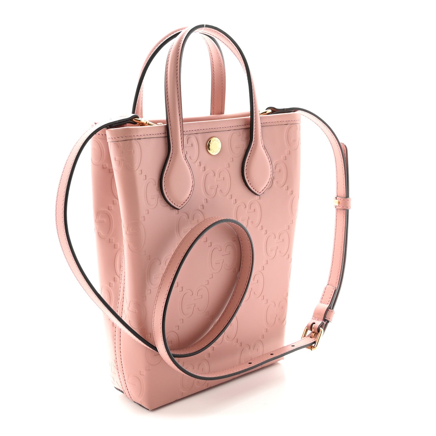 Gucci Gilbert Calfskin Jumbo GG Embossed Mini Tote Bag  Dusty Carmine 3 of 11