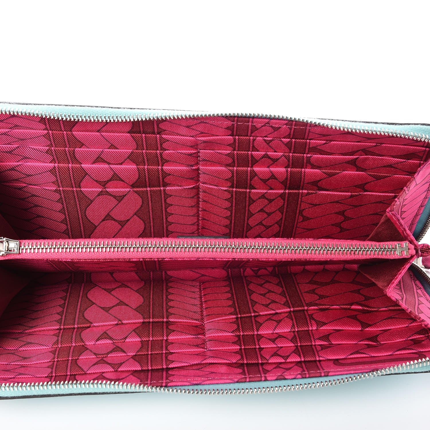 Hermes Epsom Silk'In Wallet Bleu Atoll Rose Tyrien 5 of 8