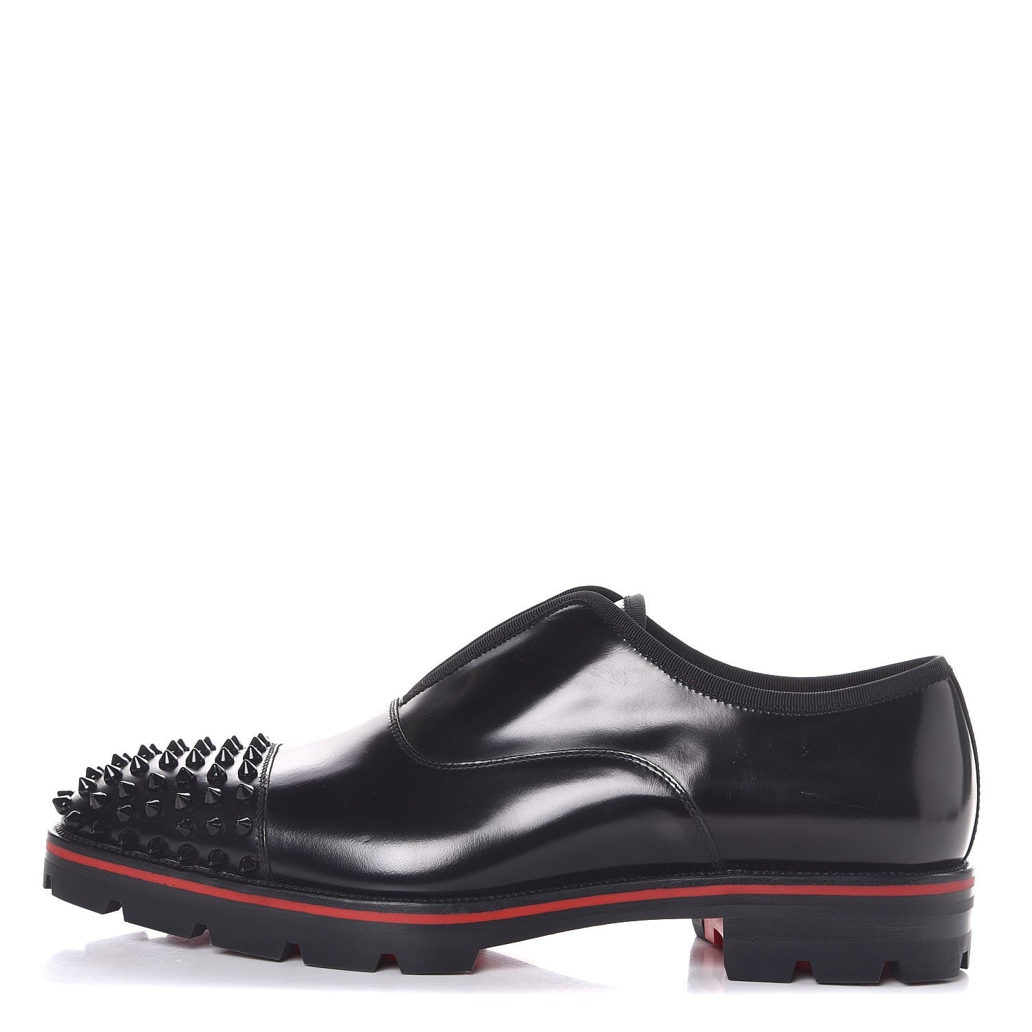 Christian Louboutin Mens Abrasiva Calfskin Alpha Point Laceless Flat Balmorals 42 Black 1 of 8