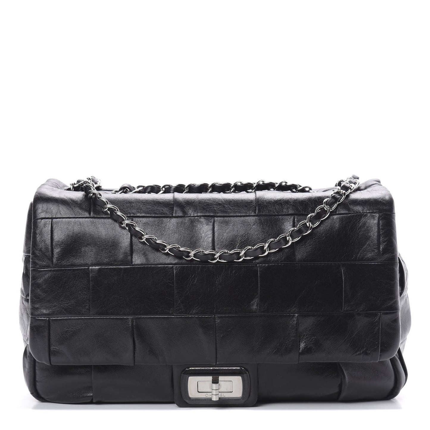 Lambskin Patchwork Medium Mademoiselle Flap Black