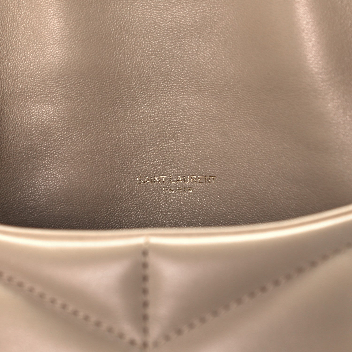 Saint Laurent Lambskin Quilted Toy Loulou Puffer Monogram Chain Satchel Dark Beige 6 of 11