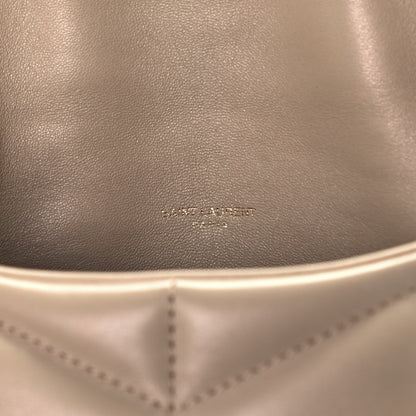 Saint Laurent Lambskin Quilted Toy Loulou Puffer Monogram Chain Satchel Dark Beige 6 of 11