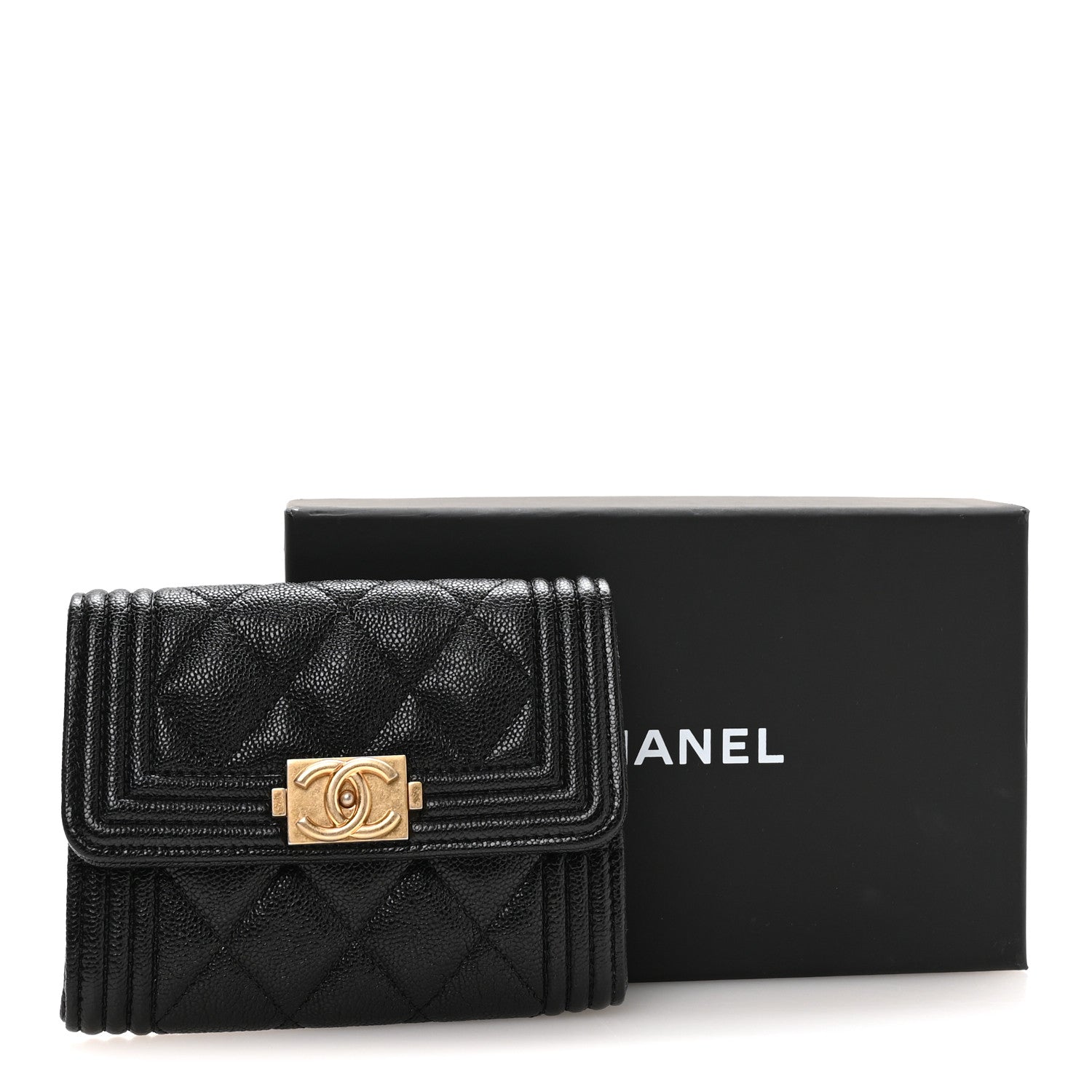Chanel Caviar Quilted Boy Flap Card Holder Black 9 of 9