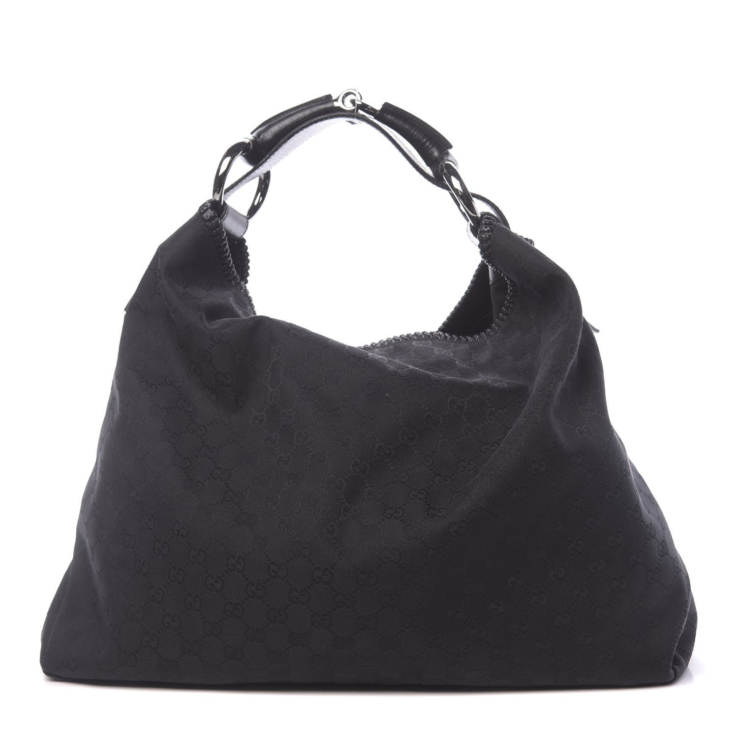Gucci Monogram Large Horsebit Chain Hobo Black 1 of 12