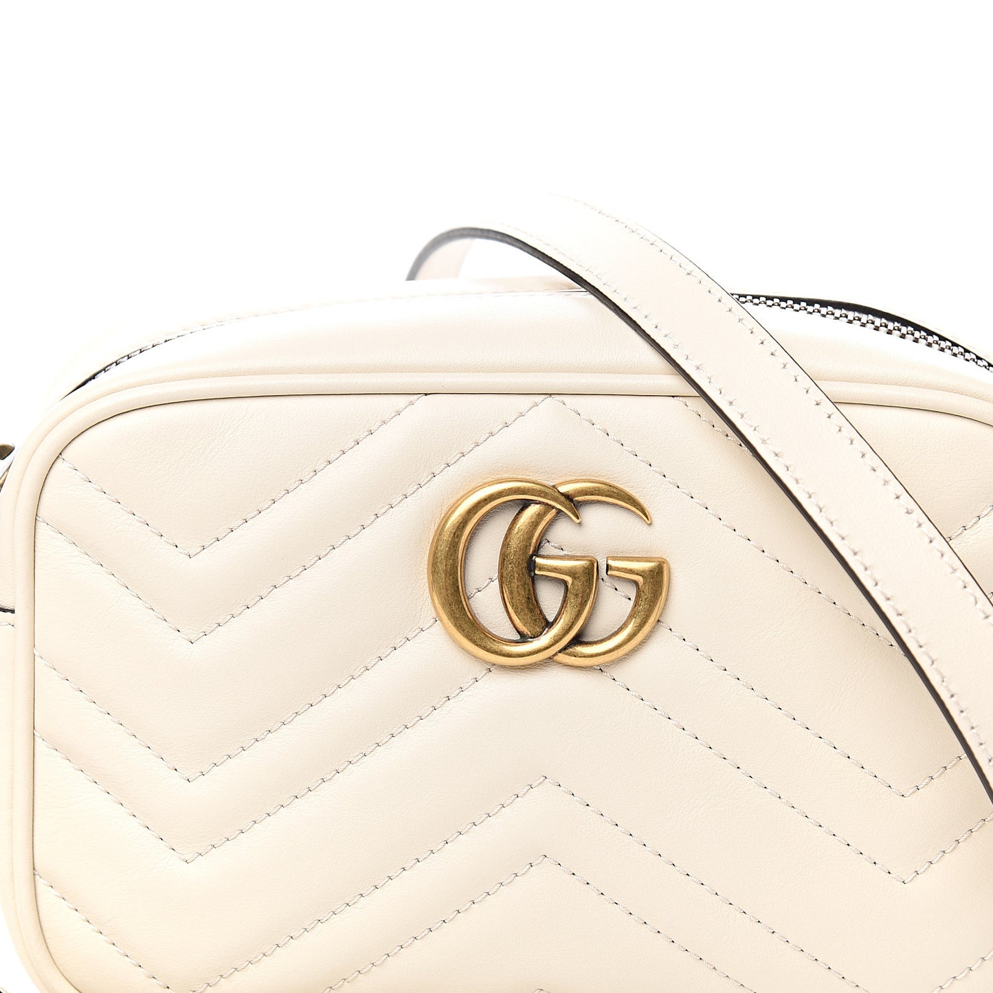 Calfskin Matelasse Mini GG Marmont Chain Shoulder Bag White