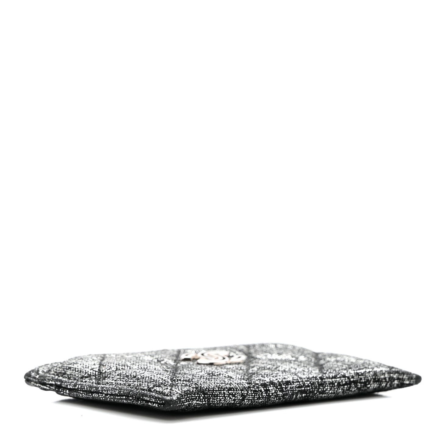 Metallic Fabric Quilted CC Card Holder Silver
