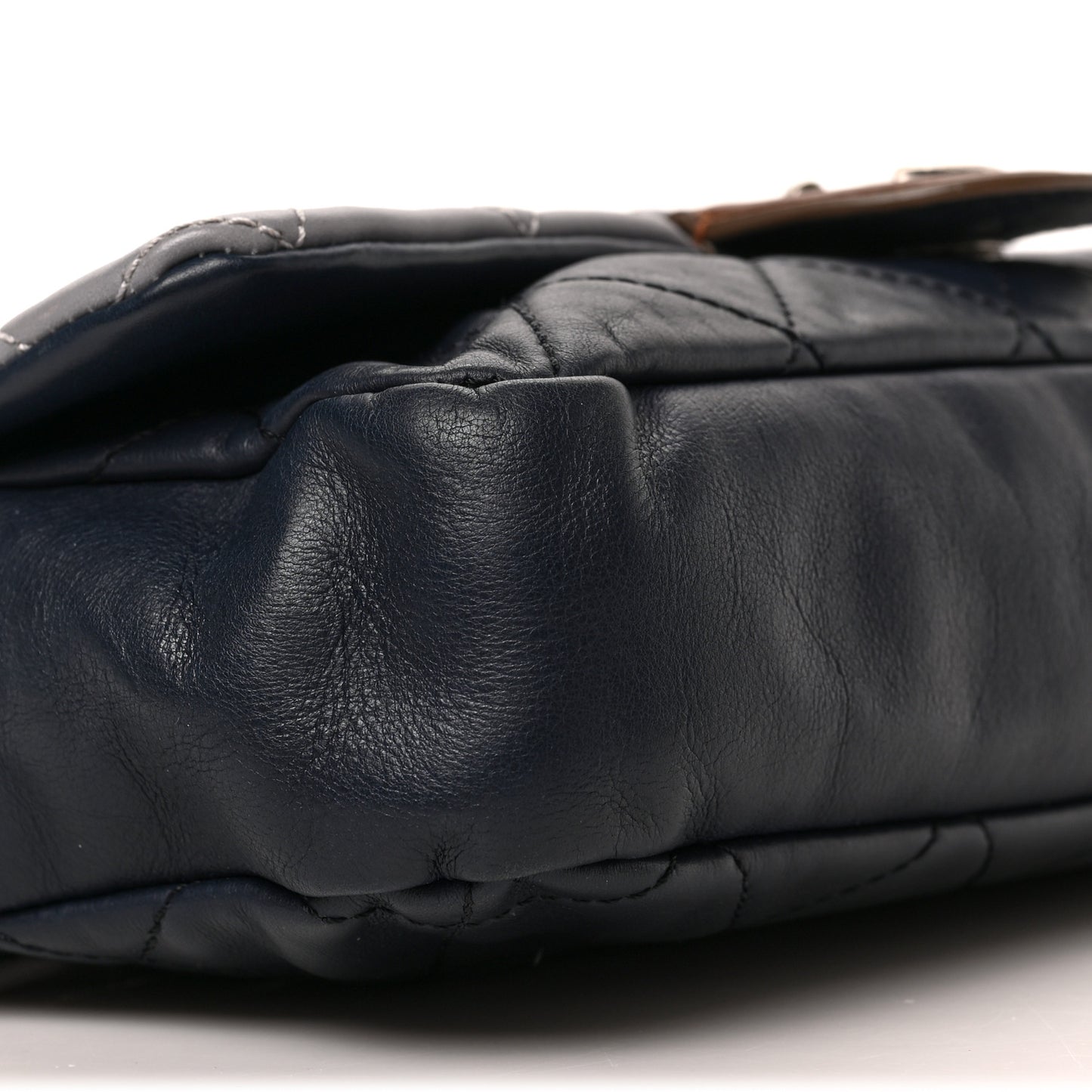 Iridescent Calfskin Tri-Color Country Chic Flap Navy Blue