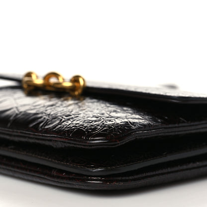 Saint Laurent Shiny Crocodile Embossed Calfskin Le Maillon Satchel Ebony 8 of 8