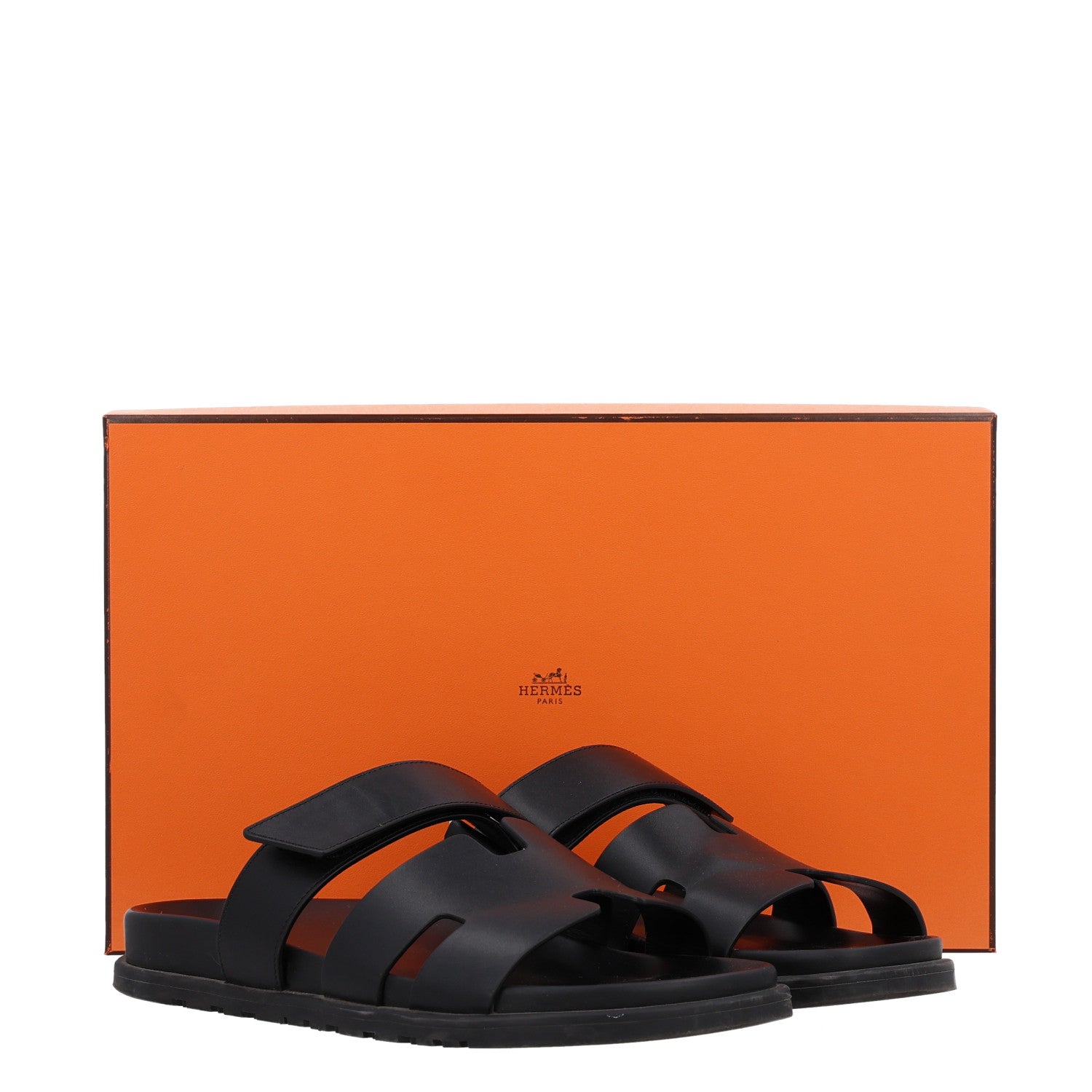 Hermes Calfskin Mens Chypre Sandals 42 Black 11 of 11