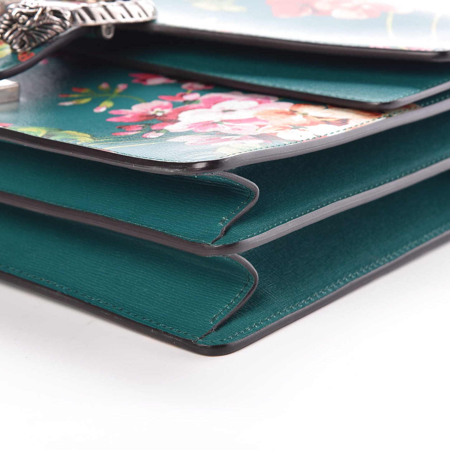 Calfskin Blooms Print Medium Dionysus Shoulder Bag Bright Emerald Multicolor