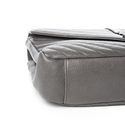 Saint Laurent Sheepskin Matelasse Chevron Monogram Large College Satchel Light Coal 8 of 10