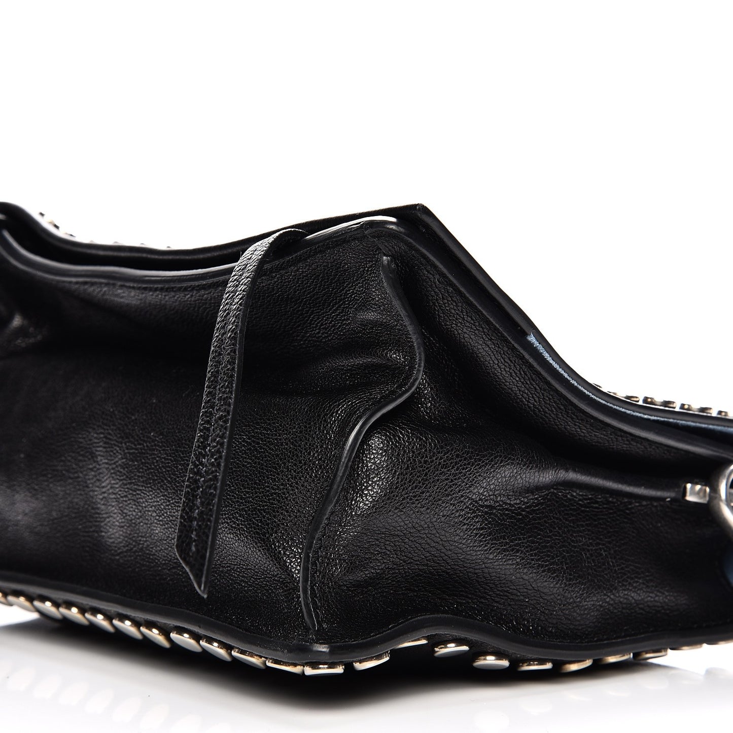 Glace Calf Studded Etiquette Flap Nero Black