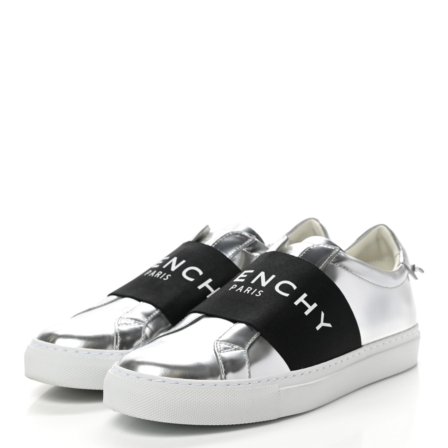 Givenchy Calfskin Band Logo Womens Urban Street Sneakers 38.5 Silvery 3 of 10