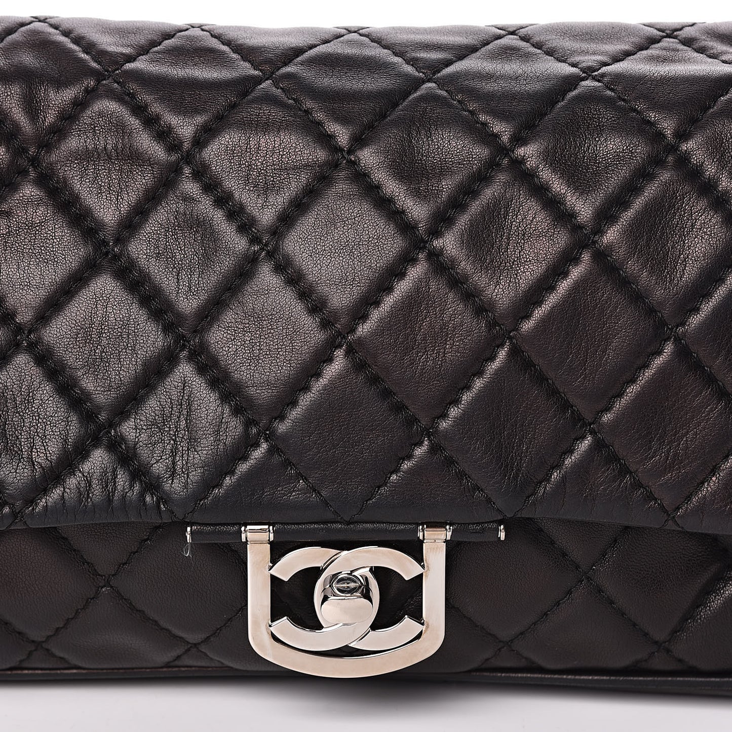 Lambskin Quilted Jumbo Icons Secret Label Flap Black