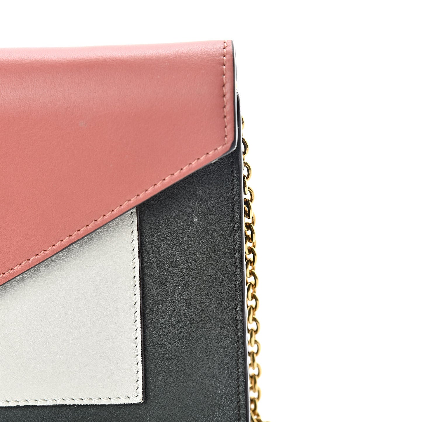 Shiny Calfskin Clutch On A Chain Multicolor