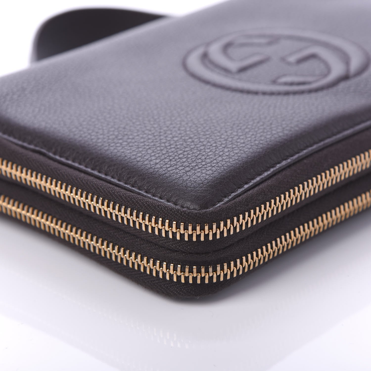 Gucci Pebbled Calfskin Soho Travel Document Case Dark Brown 7 of 11