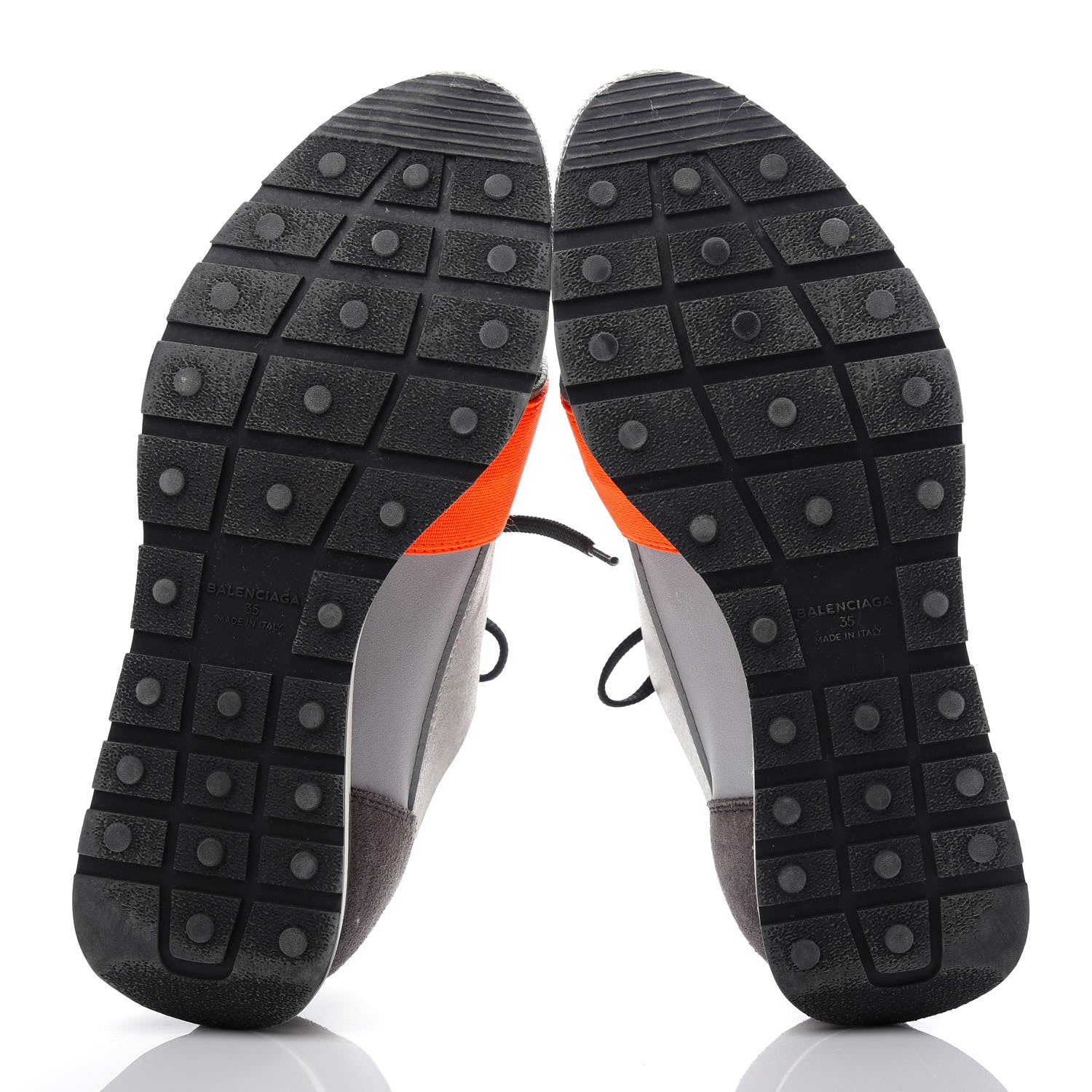 Balenciaga Calfskin Neoprene Mesh Womens Race Runner Sneakers 35 Grey Orange 6 of 10